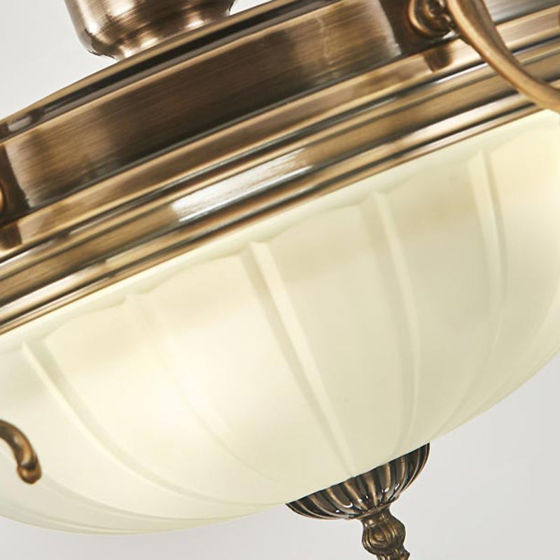 American Style Ceiling Light Flower Shape Ceiling Lamp with Glass Shade for Bedroom