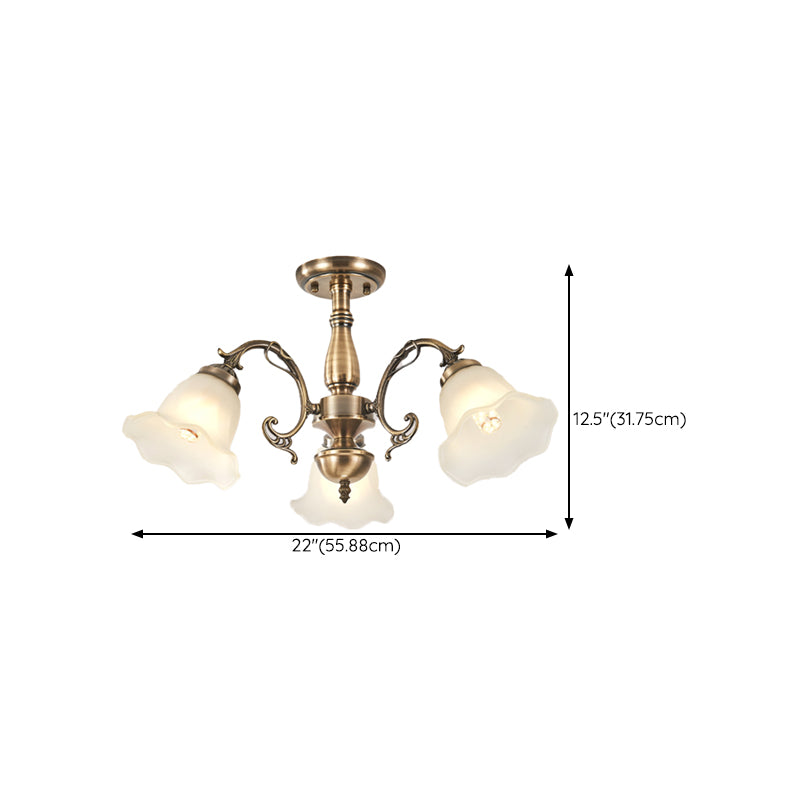 American Style Ceiling Light Flower Shape Ceiling Lamp with Glass Shade for Bedroom