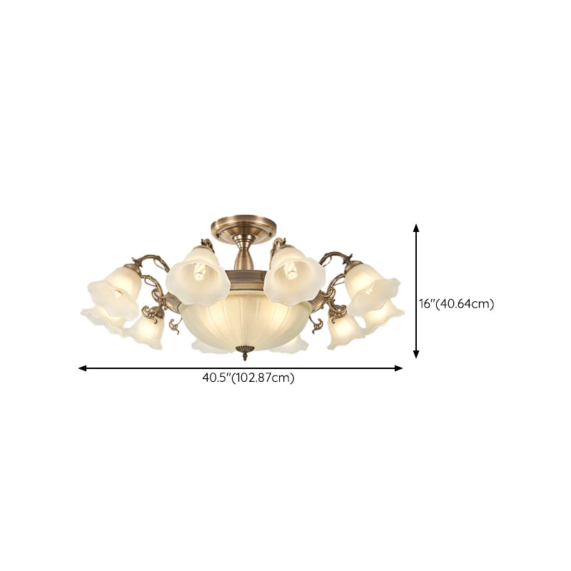 American Style Ceiling Light Flower Shape Ceiling Lamp with Glass Shade for Bedroom