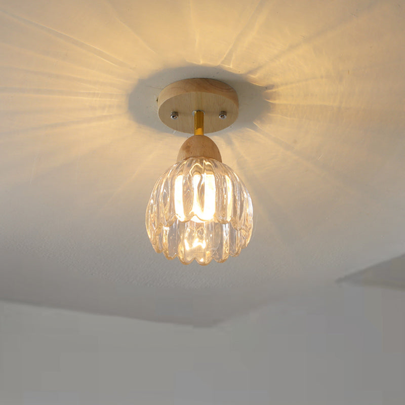 Modern Simple Wooden Ceiling Light Bell Shape Ceiling Lamp for Bedroom