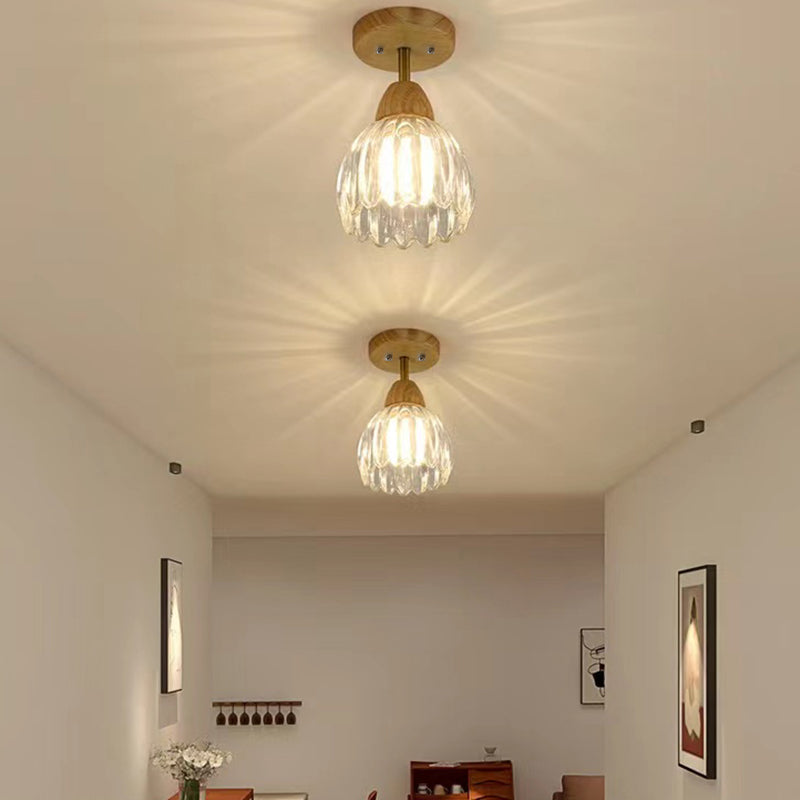 Modern Simple Wooden Ceiling Light Bell Shape Ceiling Lamp for Bedroom