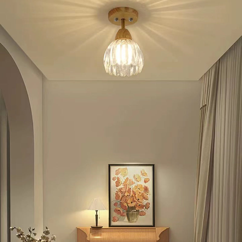 Modern Simple Wooden Ceiling Light Bell Shape Ceiling Lamp for Bedroom