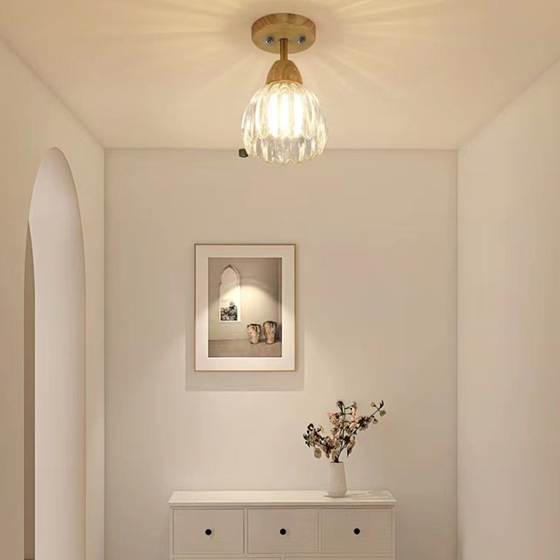 Modern Simple Wooden Ceiling Light Bell Shape Ceiling Lamp for Bedroom