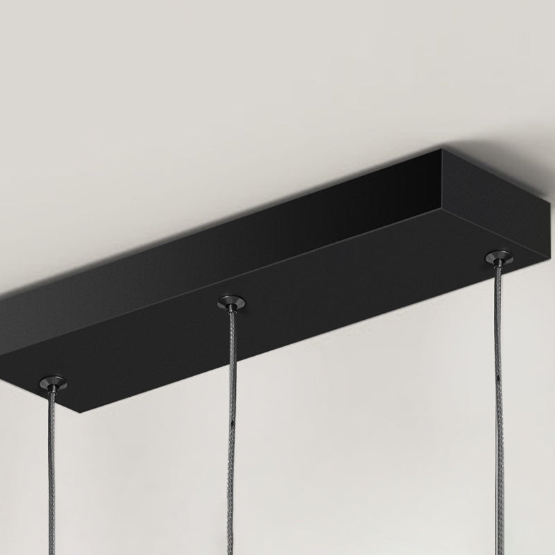 Dark Black Linear Kitchen Island Fixture Metal LED Ceiling Pendant Lighting