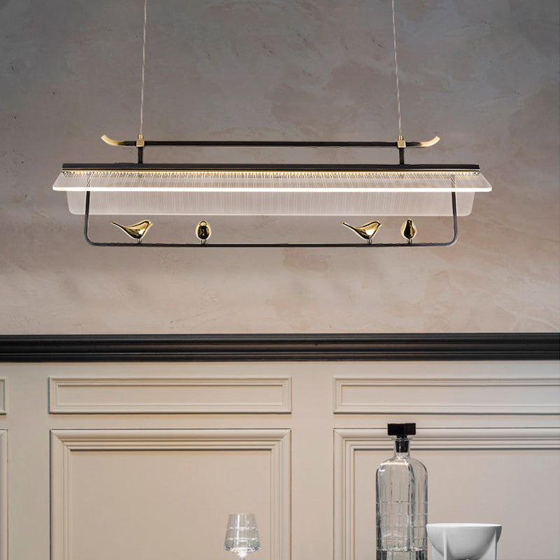 Single Modernism Golden Ceiling Light Acrylic Unique Kitchen Island Lighting