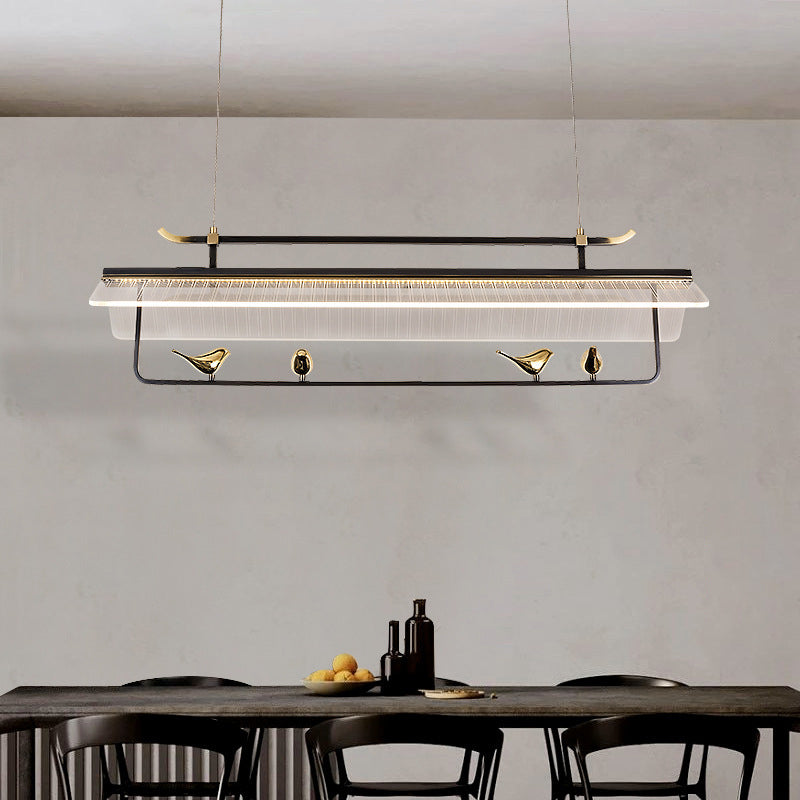 Single Modernism Golden Ceiling Light Acrylic Unique Kitchen Island Lighting
