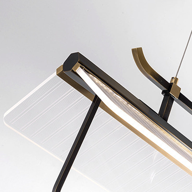 Single Modernism Golden Ceiling Light Acrylic Unique Kitchen Island Lighting