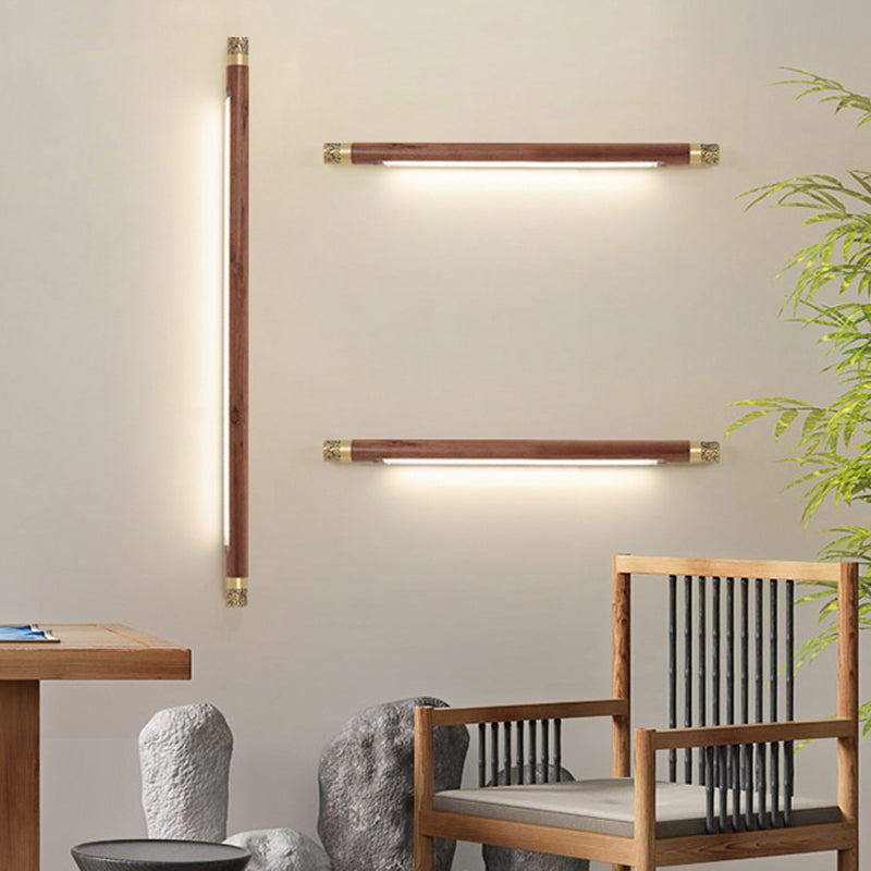 Modern Style Wood Vanity Light Cylinder Shape 1 Light Vanity Lamp for Shower Room