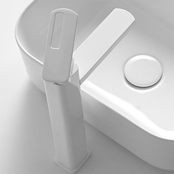 Contemporary Bathroom Sink Porcelain Square Vessel Bathroom Sink with Pop-Up Drain