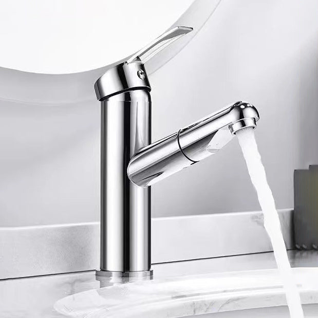 Lever Handle Faucet Contemporary Pull-out Faucet for Bathroom