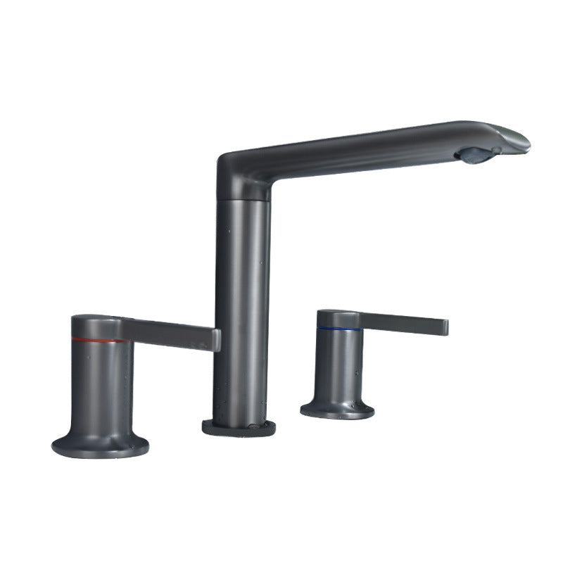 7.28" H Luxury Vanity Sink Faucet 3-hole Circular Bathroom Faucet