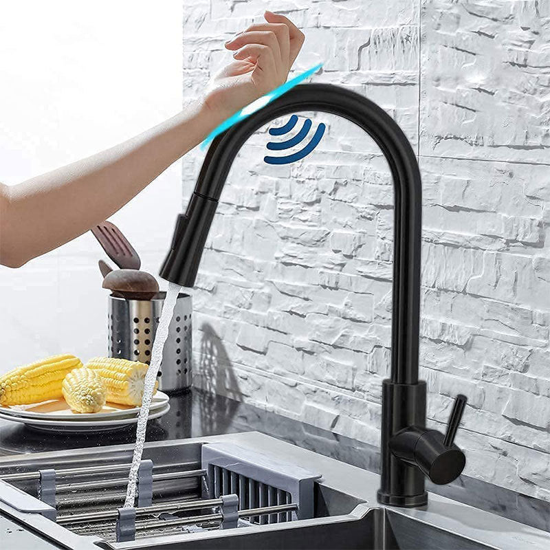 Pull Down Sprayer Kitchen Faucet Touch Sensor 304 Stainless Steel High Arc Kitchen Faucet