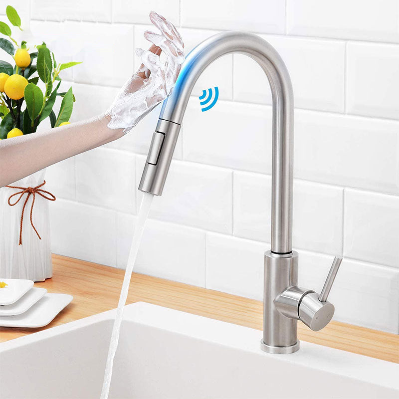 Pull Down Sprayer Kitchen Faucet Touch Sensor 304 Stainless Steel High Arc Kitchen Faucet