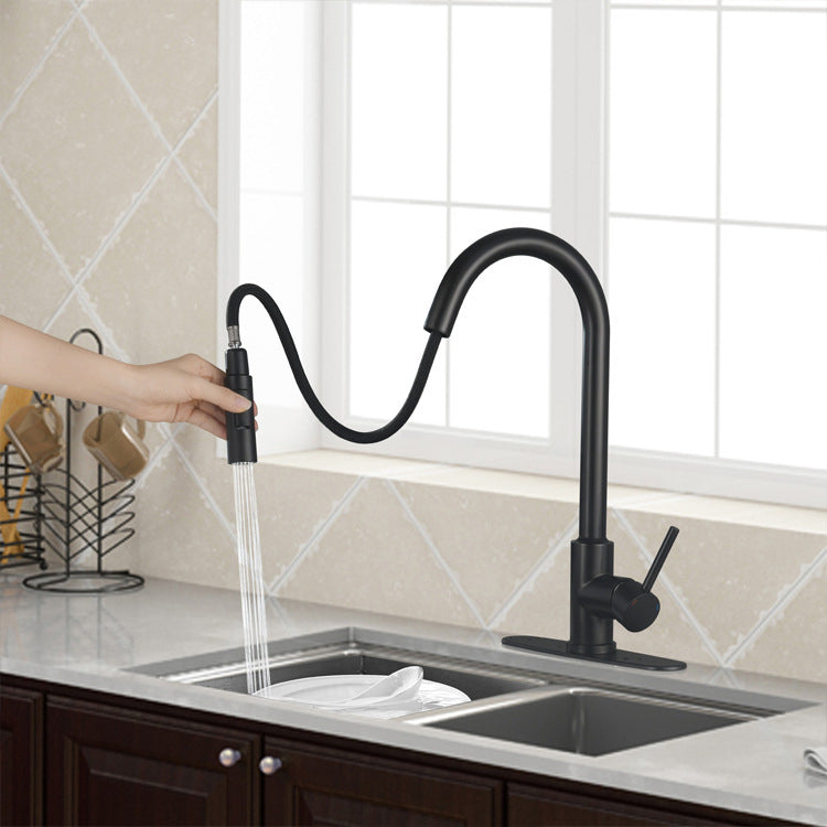 304 Stainless Steel Kitchen Faucet 3-Function Spray High Arc with Pull down Sprayer