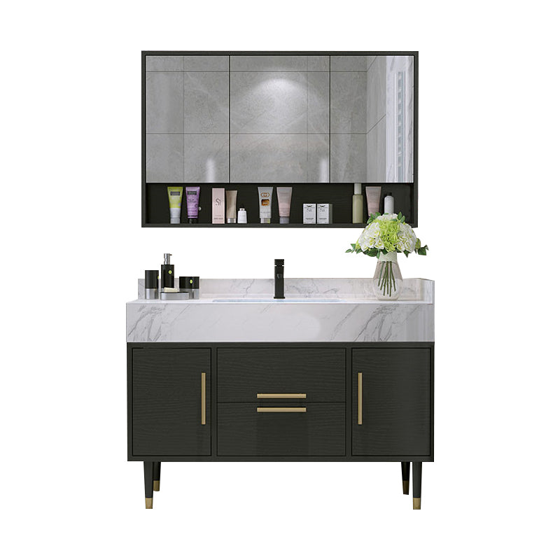 Metal Frame Vanity Set Plain Rectangle Drawers Freestanding Bath Vanity with Drawers