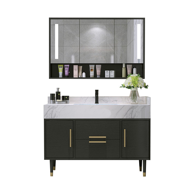 Metal Frame Vanity Set Plain Rectangle Drawers Freestanding Bath Vanity with Drawers