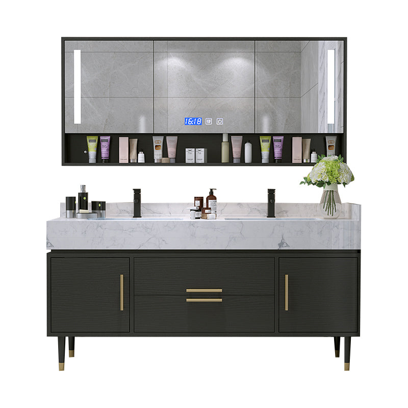 Metal Frame Vanity Set Plain Rectangle Drawers Freestanding Bath Vanity with Drawers