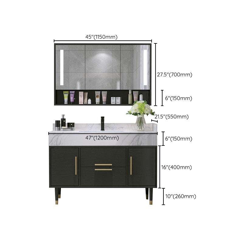 Metal Frame Vanity Set Plain Rectangle Drawers Freestanding Bath Vanity with Drawers
