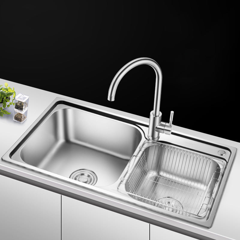 Stainless Steel Double Sink Kitchen Sink 2 Holes Drop-In Sink