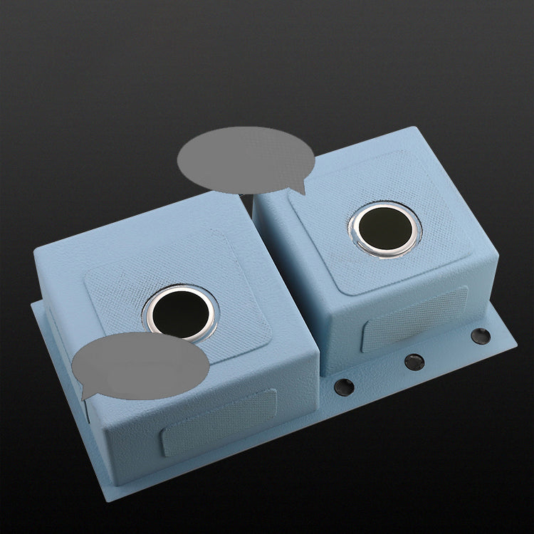 Stainless Steel Double Sink Kitchen Sink 3 Holes Drop-In Sink with Drain Assembly