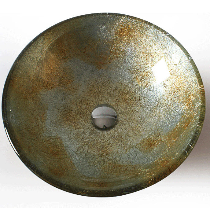 Traditional Vessel Bathroom Sink Round Hand Distressed Basin Sink(Not Including Faucet)