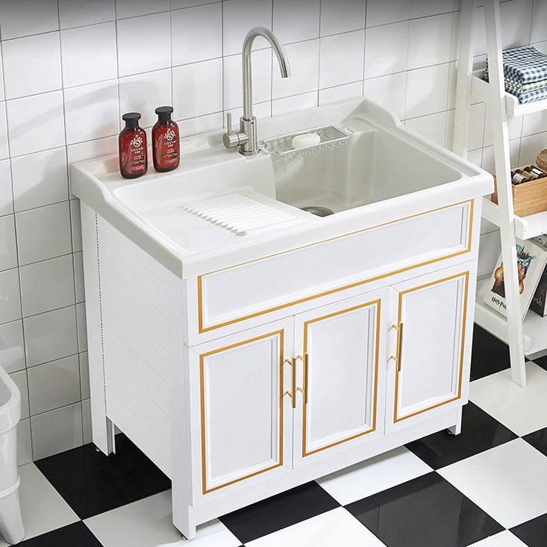 Bathroom Sink Vanity Ceramic Sink Drawers Storage Shelf Vanity with Faucet