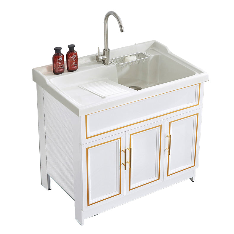 Bathroom Sink Vanity Ceramic Sink Drawers Storage Shelf Vanity with Faucet