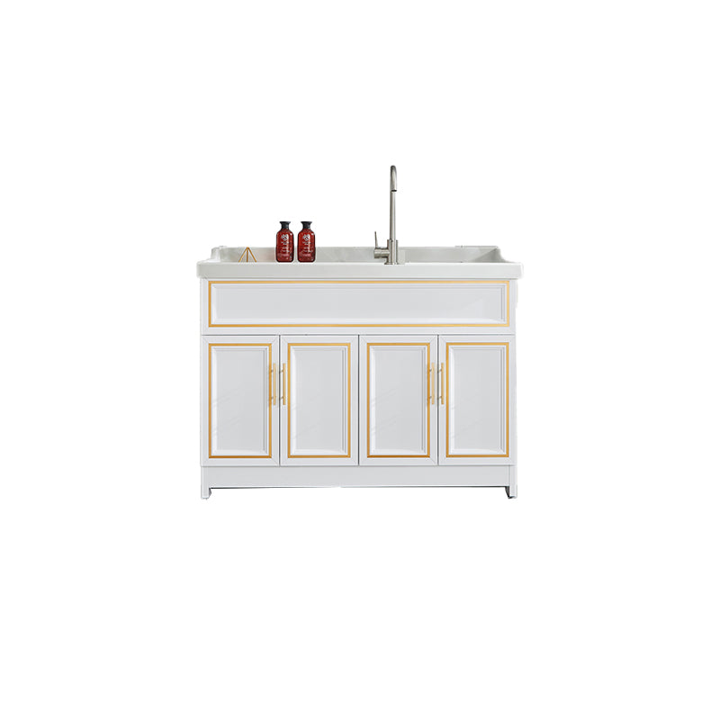 Bathroom Sink Vanity Ceramic Sink Drawers Storage Shelf Vanity with Faucet