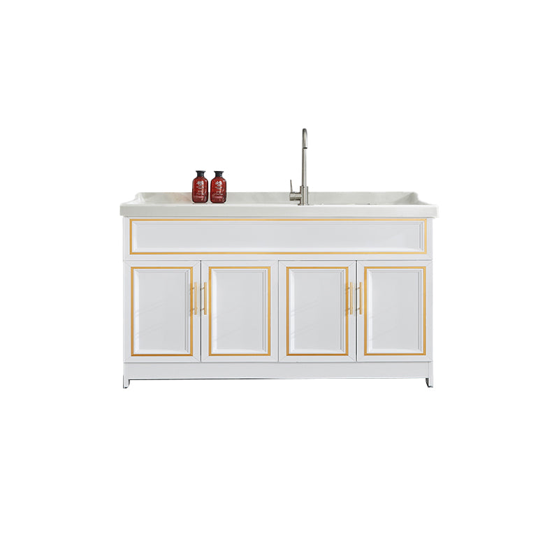 Bathroom Sink Vanity Ceramic Sink Drawers Storage Shelf Vanity with Faucet