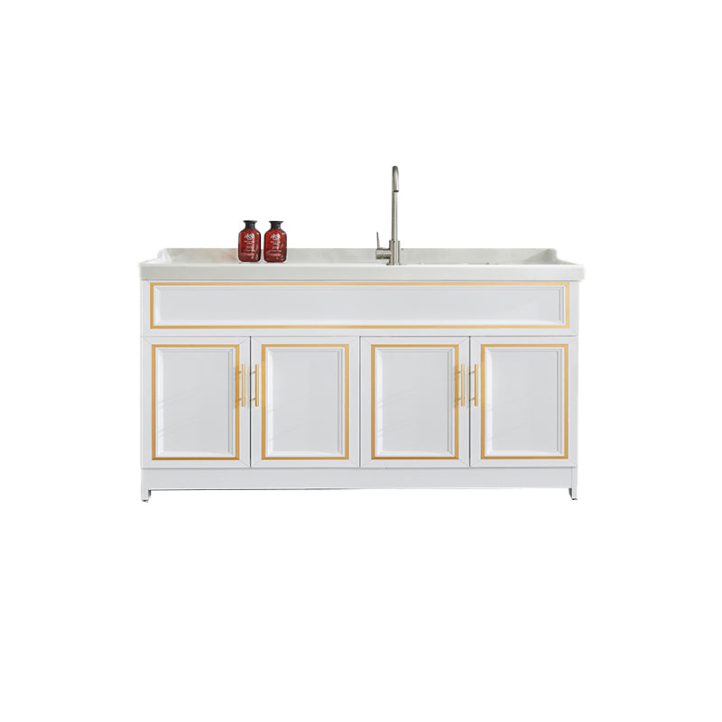 Bathroom Sink Vanity Ceramic Sink Drawers Storage Shelf Vanity with Faucet