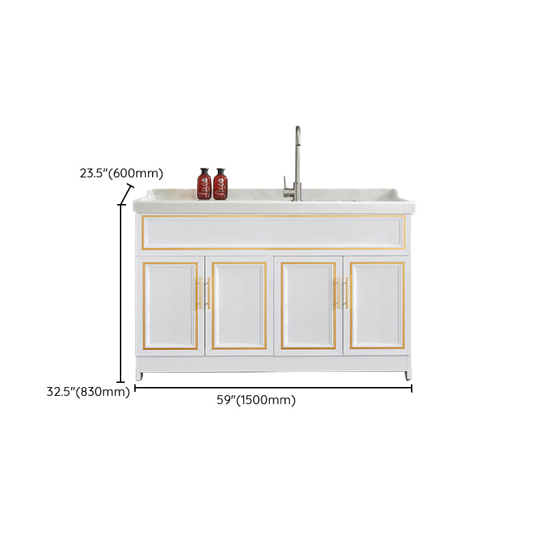 Bathroom Sink Vanity Ceramic Sink Drawers Storage Shelf Vanity with Faucet