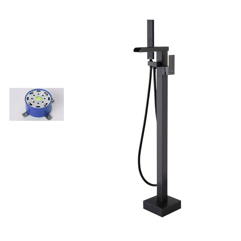 Floor Mounted Metal Freestanding Tub Filler Single Handle Waterfall Freestanding Faucet