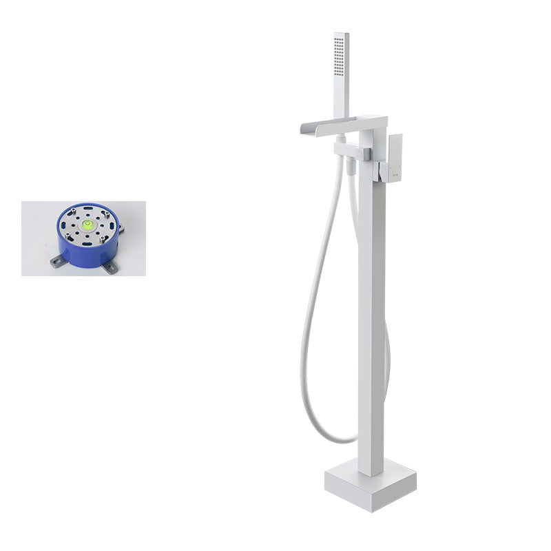 Floor Mounted Metal Freestanding Tub Filler Single Handle Waterfall Freestanding Faucet