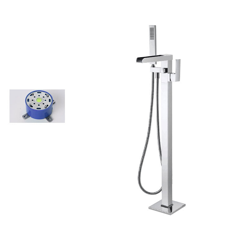 Floor Mounted Metal Freestanding Tub Filler Single Handle Waterfall Freestanding Faucet