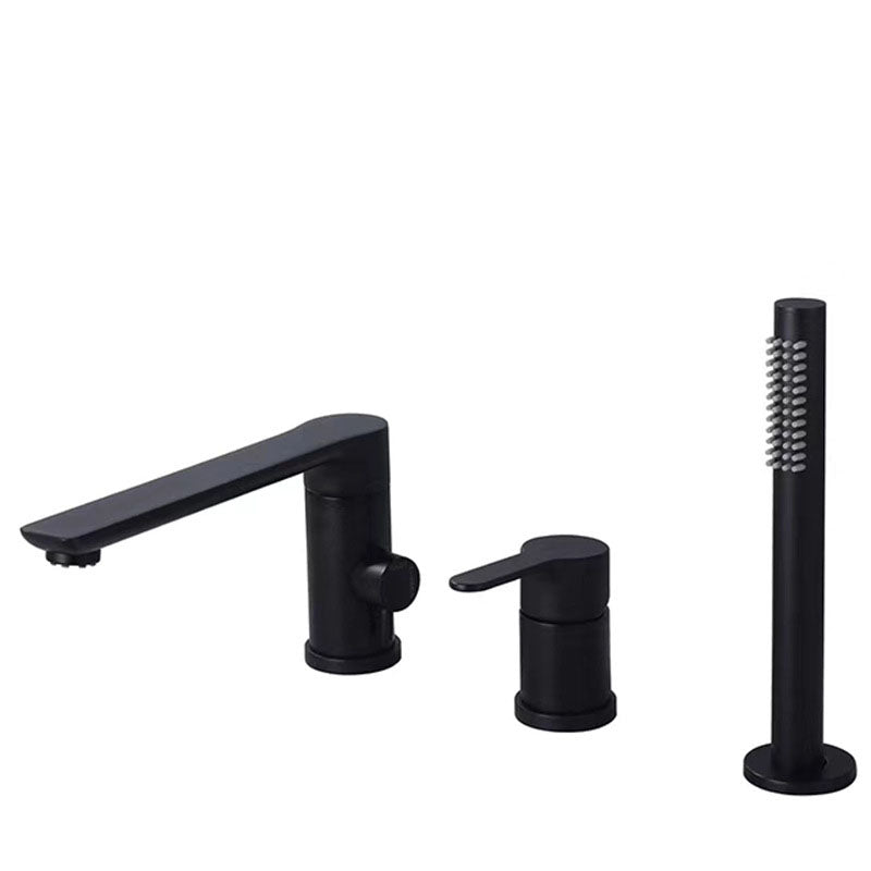 Deck Mounted Tub Filler Copper Lever Handle Low Arc Handshower Tub Filler