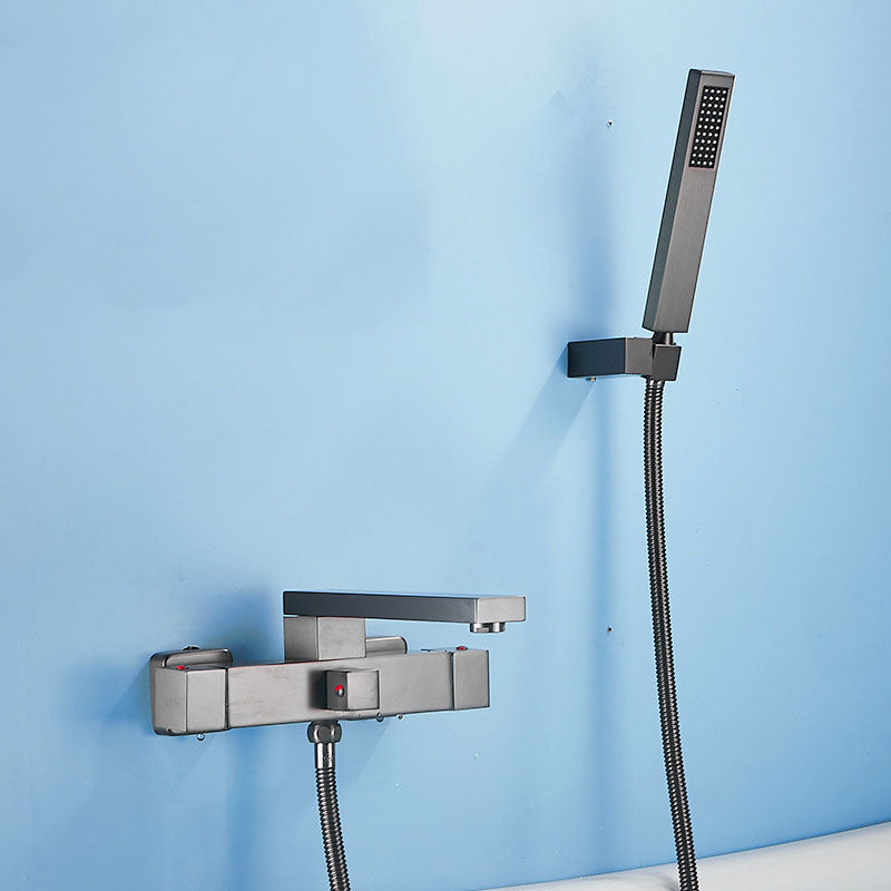 Wall Mounted MetalTub Filler Double Handles Wall Mounted Faucet