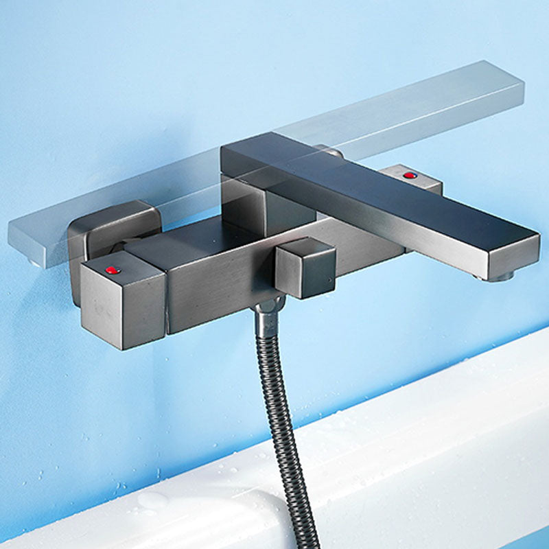 Wall Mounted MetalTub Filler Double Handles Wall Mounted Faucet