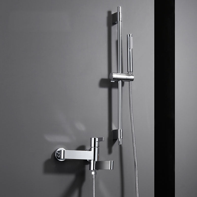 Contemporary Chrome Bath Faucet Trim Swivel Wall Mounted with Hand Shower