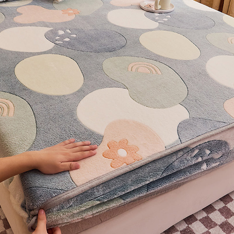 Soft Sheet Set Painting Breathable Flannel Fade Resistant Fitted Sheet