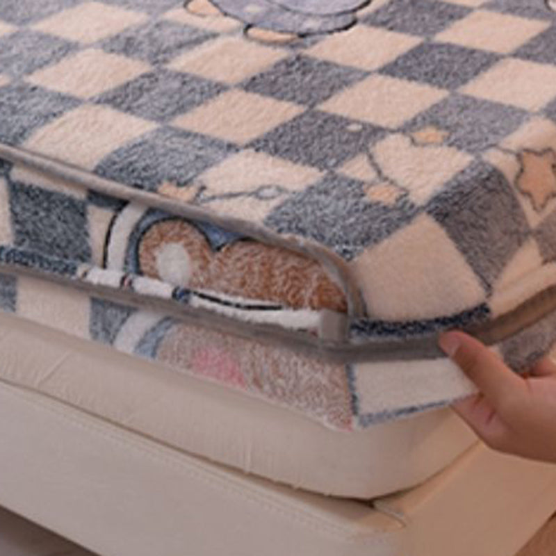 Cartoon Printed Bed Sheet Breathable Cotton Flannel Fitted Sheet