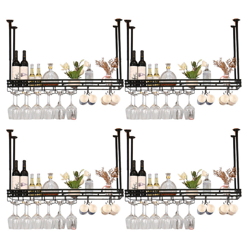Hanging Wine Rack Metal Wine Bottle & Glass Rack for Dining Room