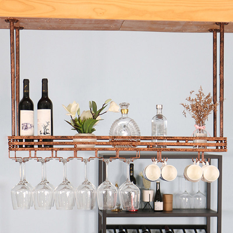 Hanging Wine Rack Metal Wine Bottle & Glass Rack for Dining Room