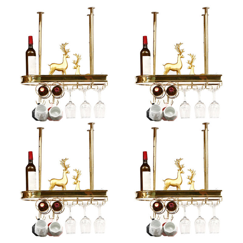 Glam Style Hanging Wine Rack Metal Wine Bottle & Glass Rack for Bar