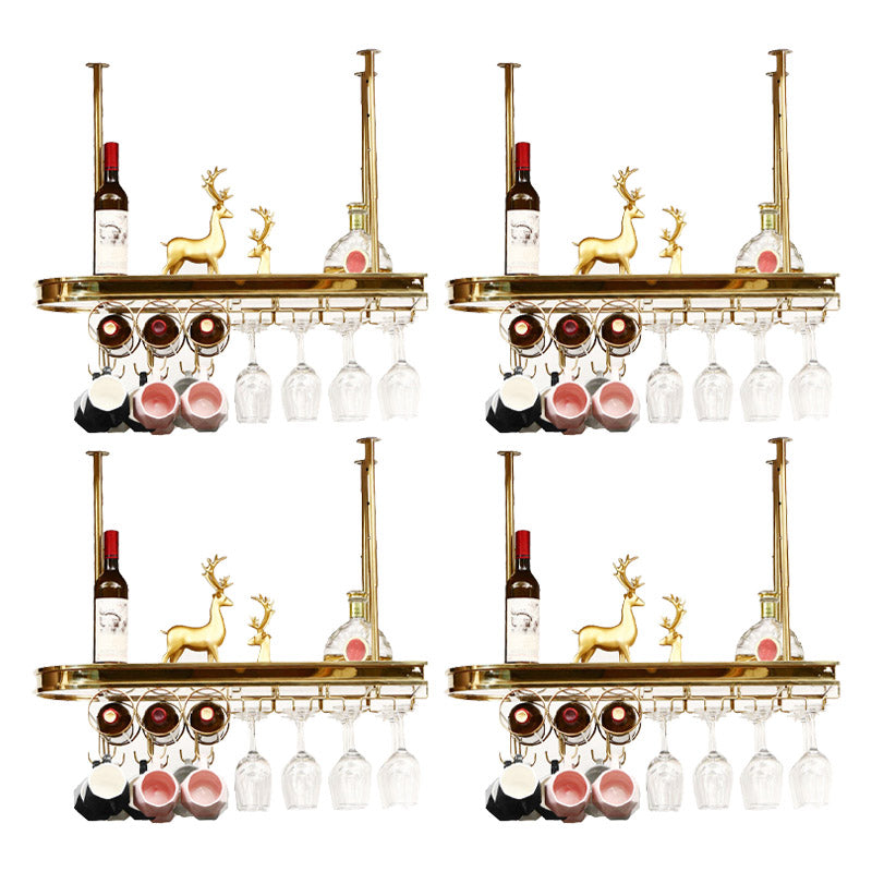 Glam Style Hanging Wine Rack Metal Wine Bottle & Glass Rack for Bar