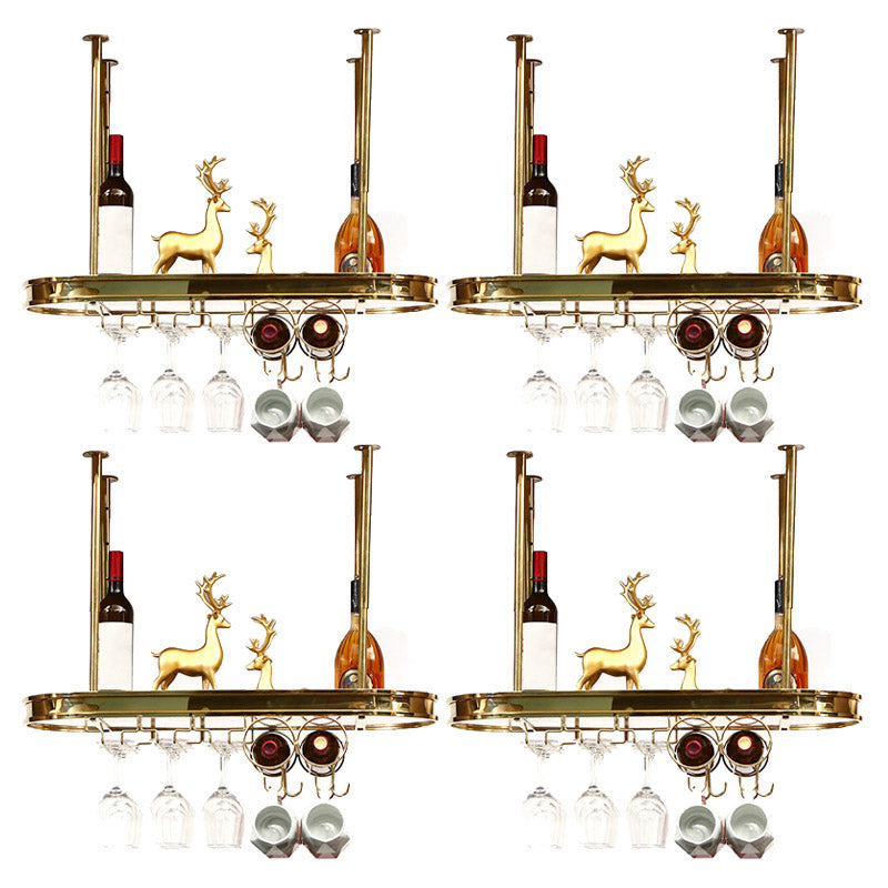 Glam Style Hanging Wine Rack Metal Wine Bottle & Glass Rack for Bar