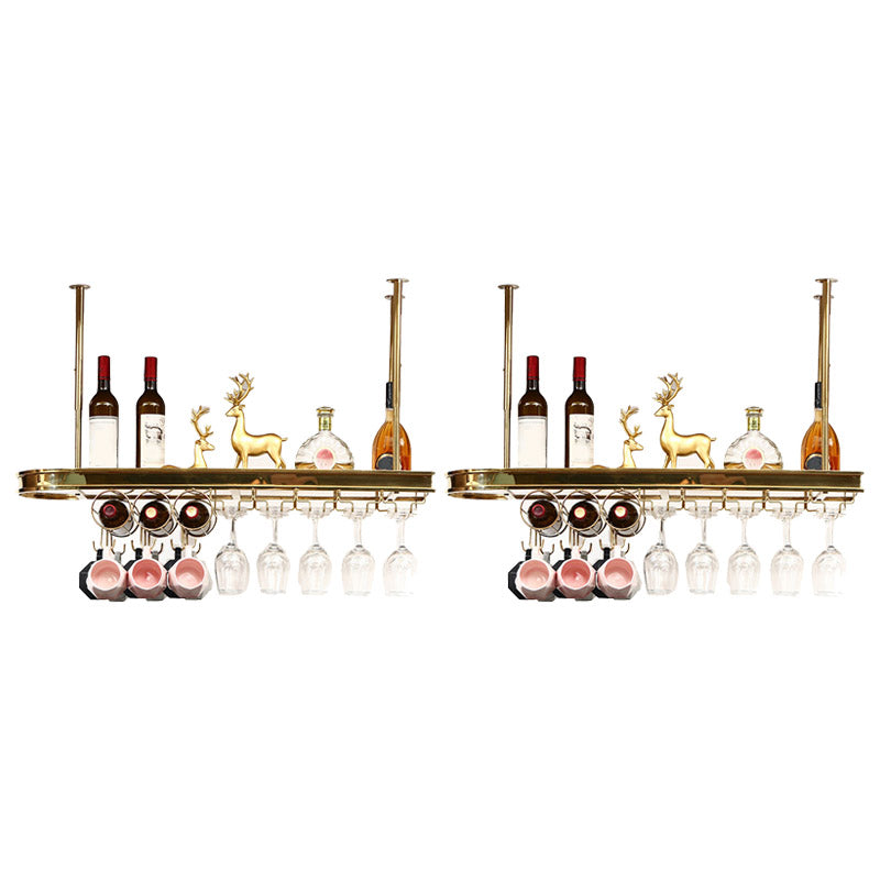 Glam Style Hanging Wine Rack Metal Wine Bottle & Glass Rack for Bar