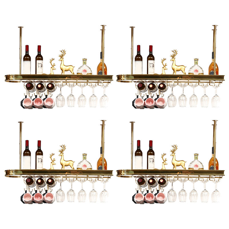 Glam Style Hanging Wine Rack Metal Wine Bottle & Glass Rack for Bar