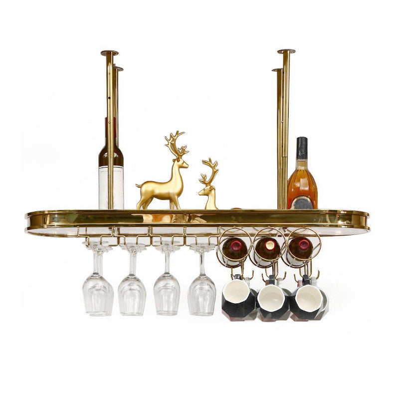 Glam Style Hanging Wine Rack Metal Wine Bottle & Glass Rack for Bar