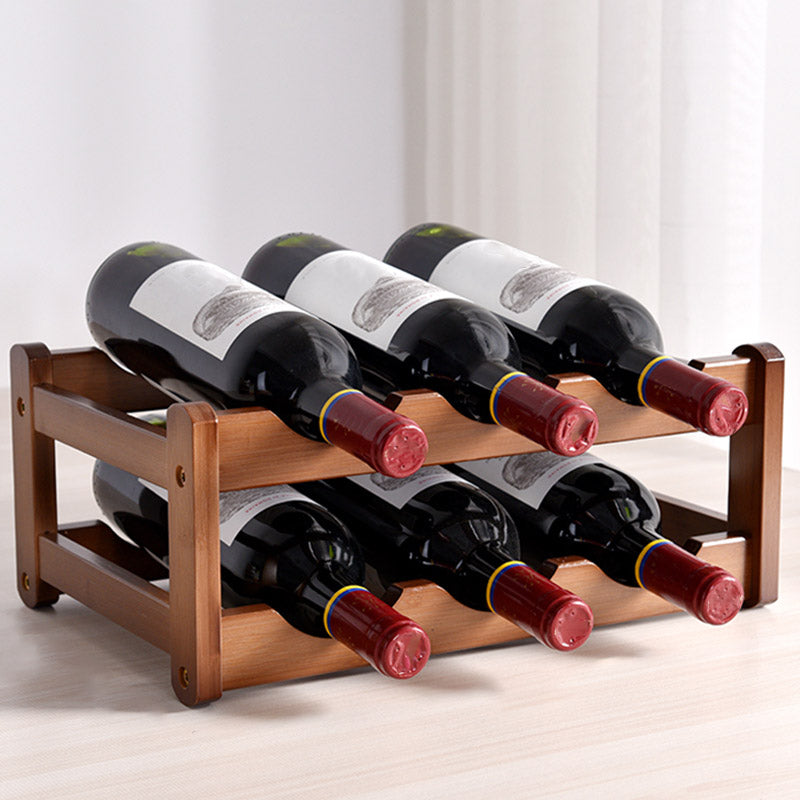 Modern Countertop Wine Rack Wood Wine Bottle Rack for Living Room
