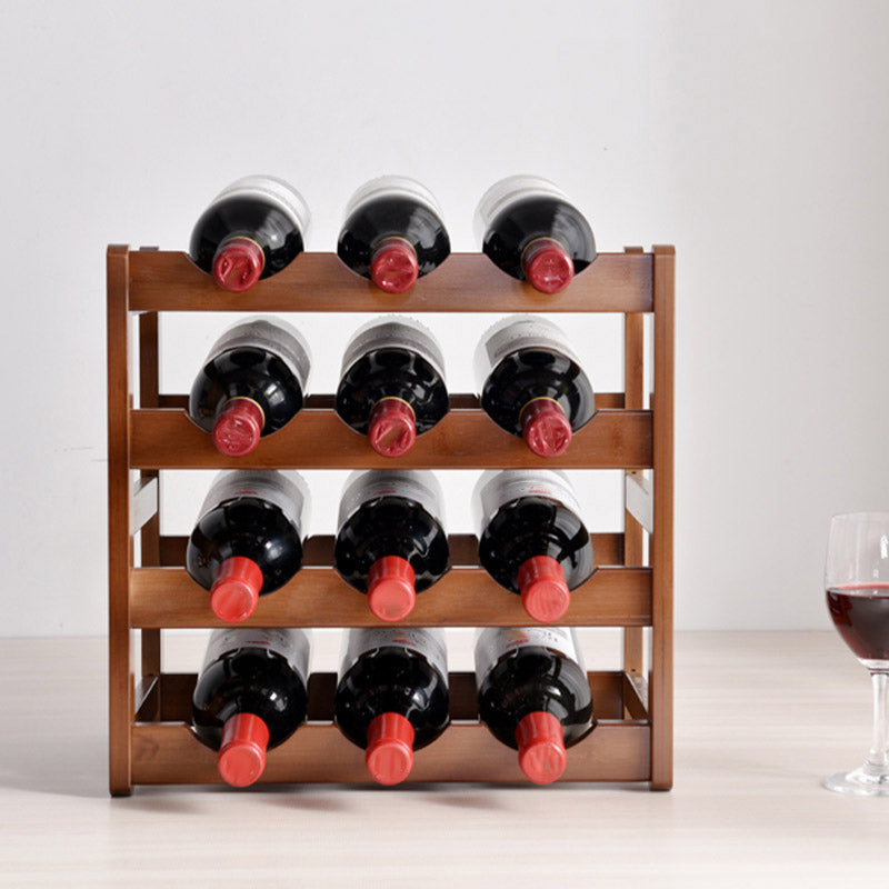 Modern Countertop Wine Rack Wood Wine Bottle Rack for Living Room